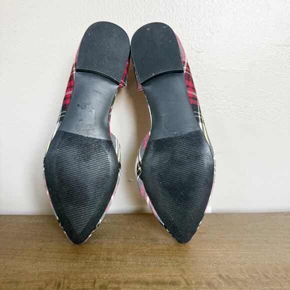 Isaac Mizrahi New York Amaya Plaid Flats Red Holiday Style 7 EUC - Picture 4 of 4